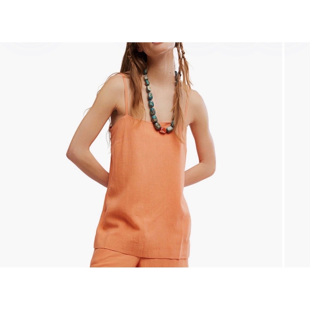 Free People sightseer linen TOP ONLY size M NWT Dusty Clay